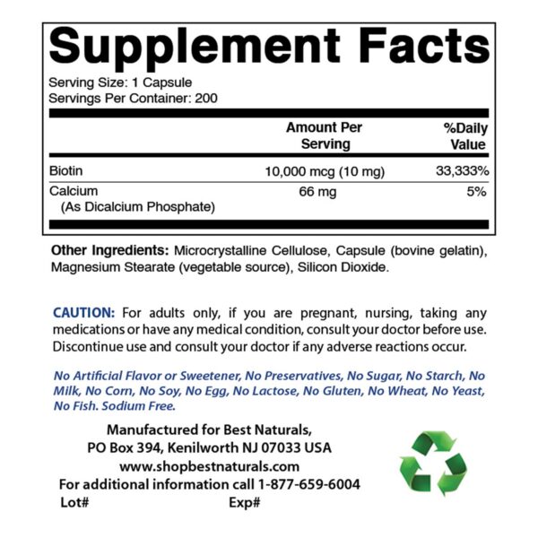 Biotina 10000mcg cápsulas detalle