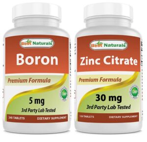 Frasco Best Naturals boron y zinc con tabletas