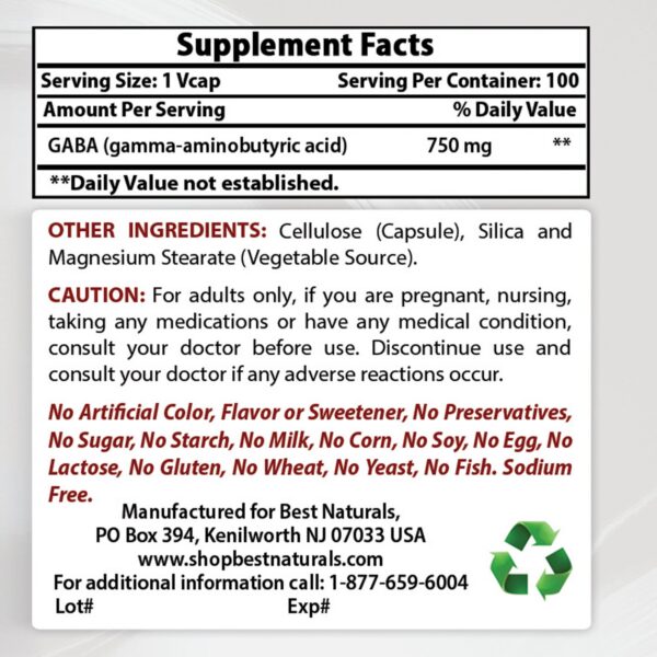 Botella Best Naturals 5-HTP GABA vista