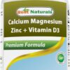 Etiqueta frontal Best Naturals Calcio Magnesio Zinc D3