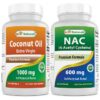 Frasco Best Naturals Aceite de Coco 1000 mg NAC 600 mg