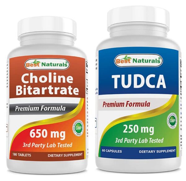 Etiqueta de Best Naturals Colina Bitartrato 650 mg y TUDCA 250 mg