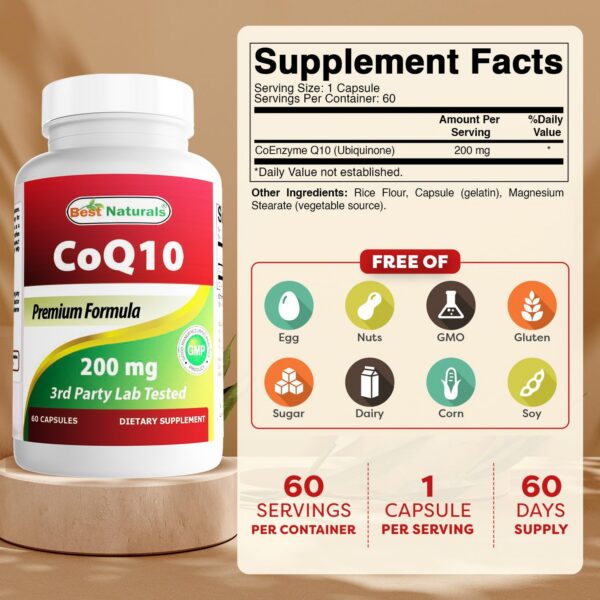 Etiqueta del producto Best Naturals CoQ10 200 mg
