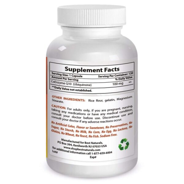 Etiqueta frontal COQ10 Best Naturals