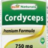 Version 1.0.0 Botella de Best Naturals con cápsulas vegetales de Cordyceps 750 mg
