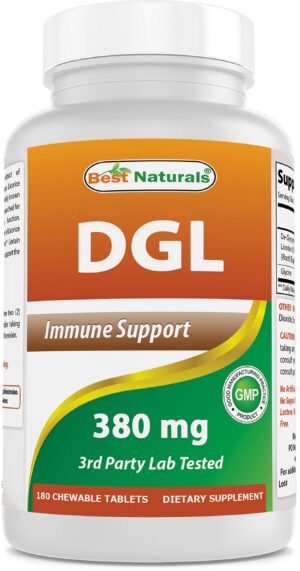 Tabletas Best Naturals DGL y L-Glutamina para digestión