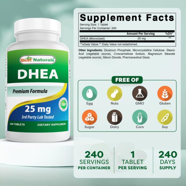 Etiqueta y información de Best Naturals DHEA