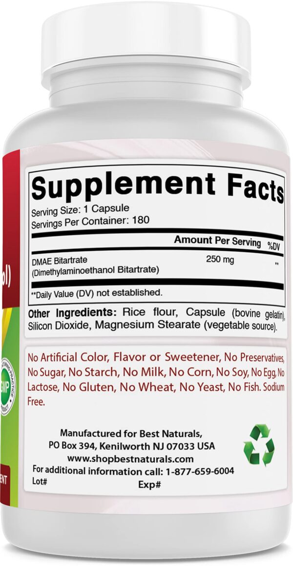 Etiqueta de la botella con información de DMAE y B1