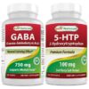Best Naturals GABA 750 mg y 5-HTP 100 mg frasco frontal
