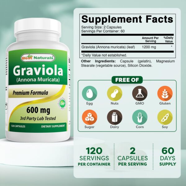 Etiqueta frontal de Graviola 600 mg