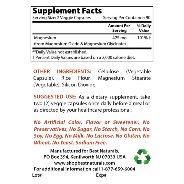 Magnesio glicinato 425 mg cápsula