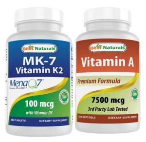 Version 1.0.0 Frente de la botella Best Naturals K2 MK7 con D3 y Vitamina A