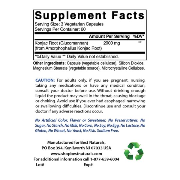 Etiqueta lateral de Konjac Root 2000mg