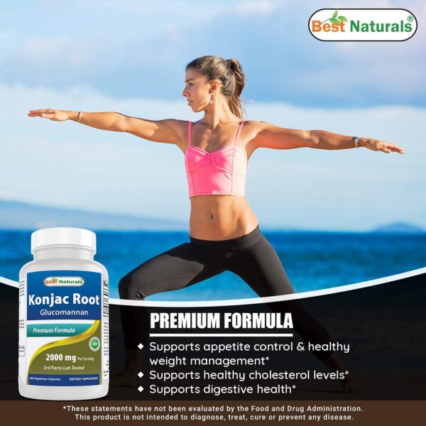 Frasco y etiqueta del producto Konjac Root