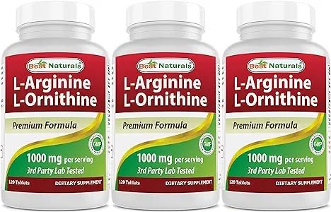 Frasco de Best Naturals L-Arginina L-ornitina 1000 mg