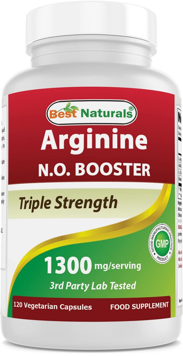 Frasco de Best Naturals L-Arginina NO Booster 1300 mg