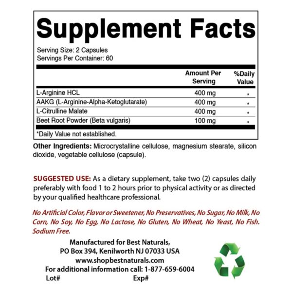 Version 1.0.0 Best Naturals L-arginina etiqueta frontal