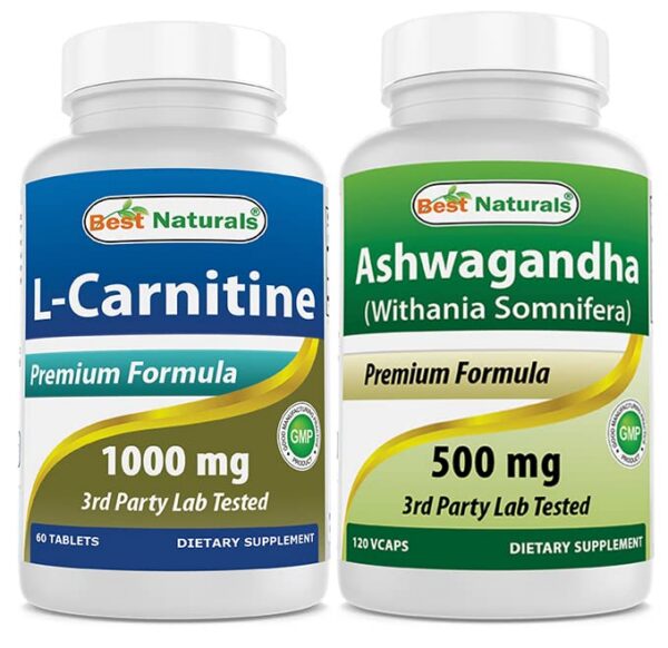 Frente de Best Naturals L-Carnitine 1000 mg y Ashwagandha