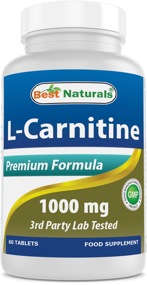 Frente de la botella Best Naturals L-Carnitina 1000 mg