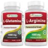 Etiqueta frontal de Best Naturals L-Glutamina y L-Arginina