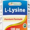 Frente del frasco Best Naturals L-Lisina 500 mg
