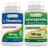 Best Naturals frasco L-Teanina y Ashwagandha suplemento