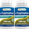 Best Naturals L-Triptófano 1000mg botella suplemento 60 tabletas doble paquete