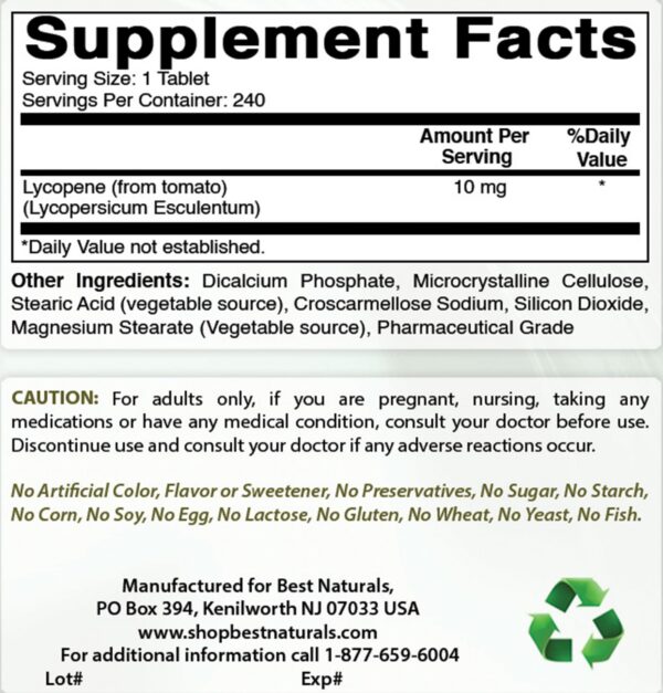Version 1.0.0 Etiqueta de licopeno Best Naturals
