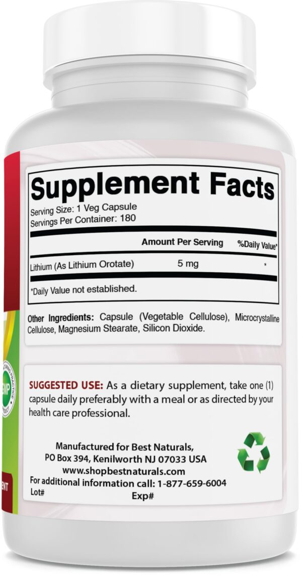 Version 1.0.0 Etiqueta frontal del suplemento de litio orotate