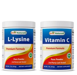 Frasco Best Naturals Lysine Powder con Vitamina C – frontal
