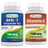 Frente de etiqueta Best Naturals MK-7 K2 y Vitamina A