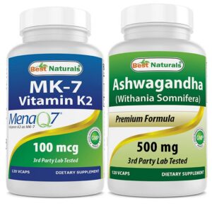 Best Naturals MK7 K2 Ashwagandha frasco frontal