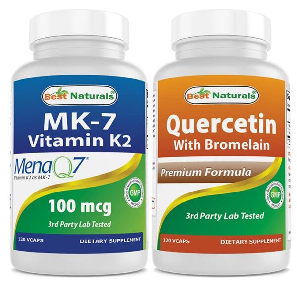 Version 1.0.0 Frasco de Best Naturals MK-7 K2 Quercetina Bromelina etiqueta