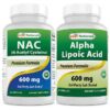 Frente de Best Naturals NAC 600 mg y Alpha Lipoic Acid 600 mg
