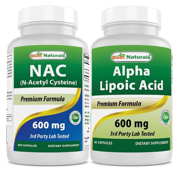 Frente de Best Naturals NAC 600 mg y Alpha Lipoic Acid 600 mg