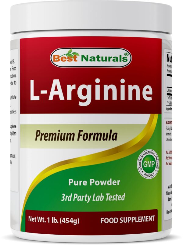 Version 1.0.0 Polvo de L-Arginina Best Naturals en botella