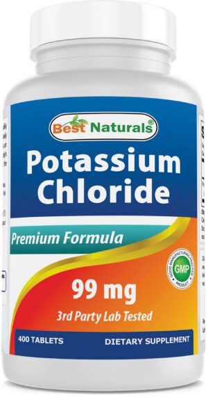 Version 1.0.0 Botella de tabletas Best Naturals Potassium Chloride 99 mg