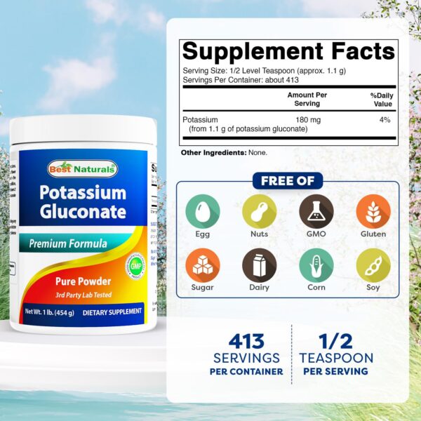 Etiqueta frontal de gluconato de potasio
