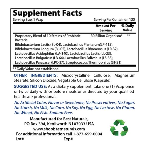 Etiqueta del producto Best Naturals