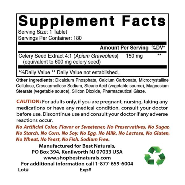 Etiqueta de semilla de apio y ácido alfa lipoico