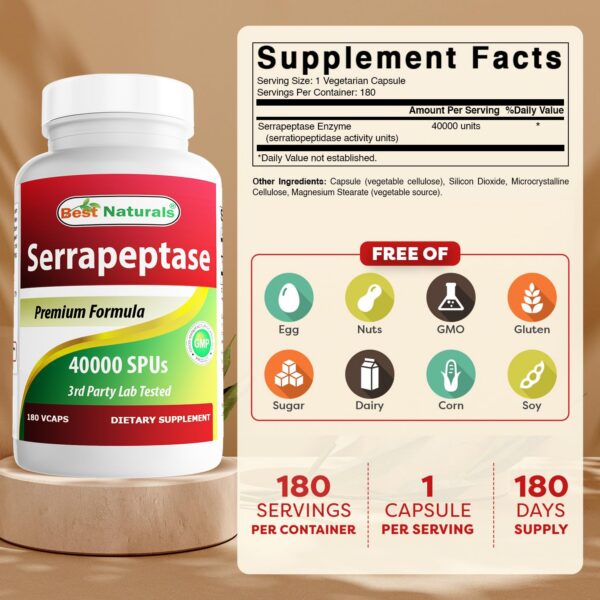 Version 1.0.0 Etiqueta de Best Naturals Serrapeptase 40000 SPUs