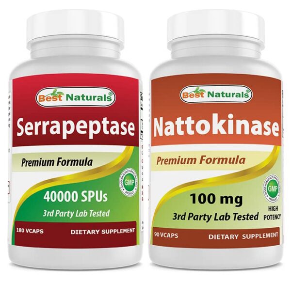 Frasco de Best Naturals Serrapeptase y Nattokinase