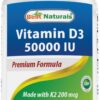 Frasco de Best Naturals Vitamin D3 MK-7 50,000 UI