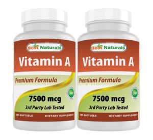 Version 1.0.0 Best Naturals vitamina a 25000 ui caja frontal 180 cápsulas