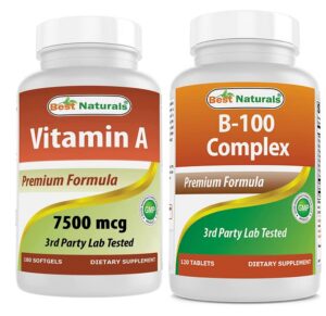 Version 1.0.0 Frasco frontal Best Naturals Vitamina A 25000 UI y B-100