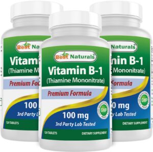 Best Naturals vitamina B1 100mg frascos 360 tabletas paquete 3