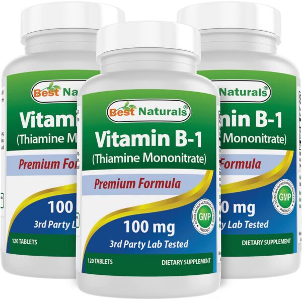 Best Naturals vitamina B1 100mg frascos 360 tabletas paquete 3