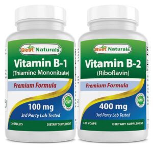 Best Naturals vitamina B1 B2 suplemento 120 tabletas vegano