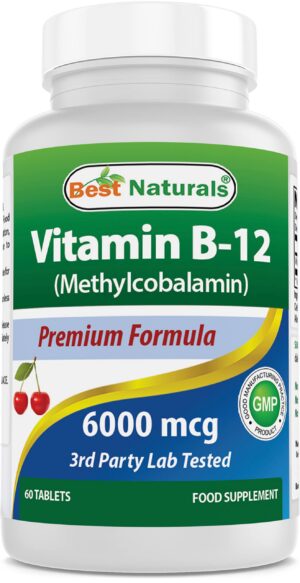 Botella Best Naturals Vitamina B12 6000 mcg 60 tabletas