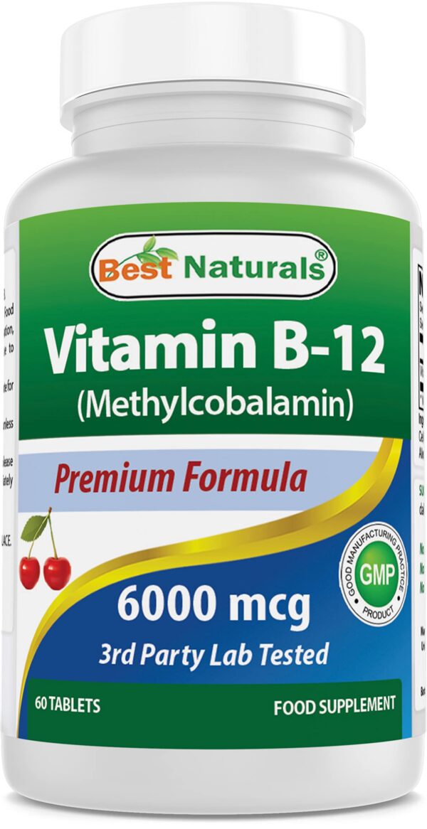 Botella Best Naturals Vitamina B12 6000 mcg 60 tabletas